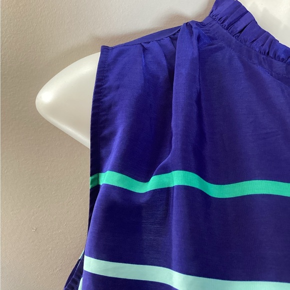 Tommy Hilfiger Navy and Teal Striped Blouse, Size XL - Picture 6 of 6